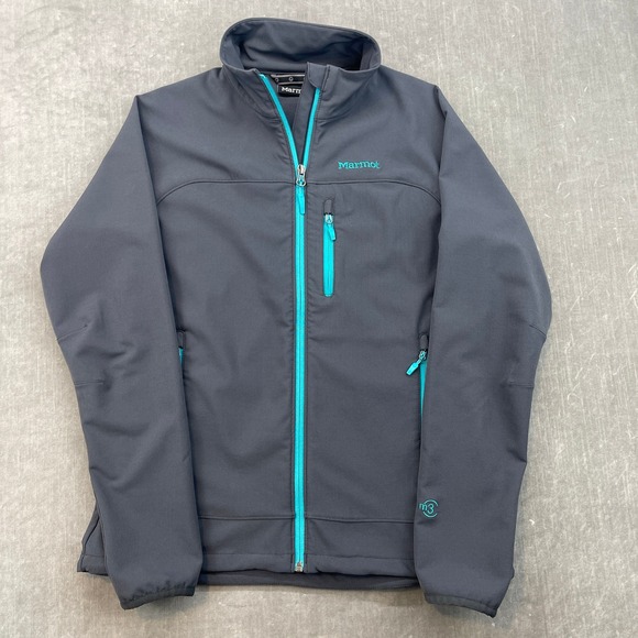 Marmot Jackets & Blazers - Marmot Womens Medium Gray Turquoise M3 Softshell Jacket Full Zip Hiking